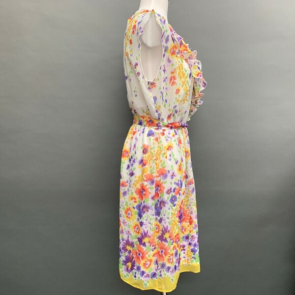 Emma & Michele Womens Spring Dress 10 White Orange Purple Multicolor Floral - Picture 7 of 7